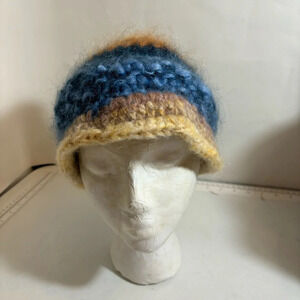 Vintage hand-knit winter ski snowboard fuzzy warm wool toque hat  beanie‎